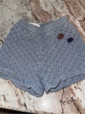 Zara Light Gray Knit High-Waist Scallop Hem Shorts